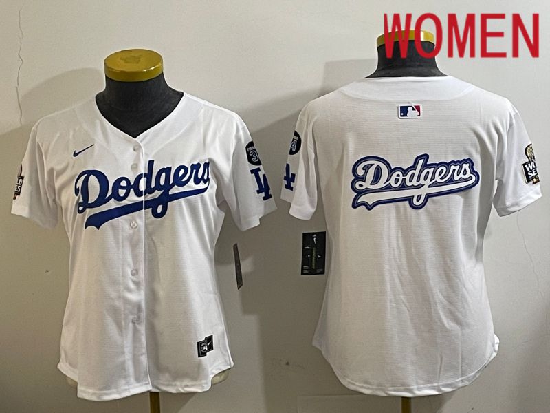 Women Los Angeles Dodgers Blank White Game 2024 Nike MLB Jersey style 112124->women mlb jersey->Women Jersey